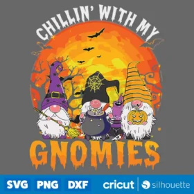 Chillin With My Gnomies Witch Pumpkin Halloween Costume Svg