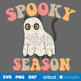 Cute Spooky Season October Halloween Ghost Cat Saying Meme Svg Instant Download