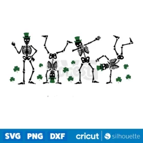 Dancing Skeleton St Patricks Svg Lucky Vibes Svg Digital Download Design