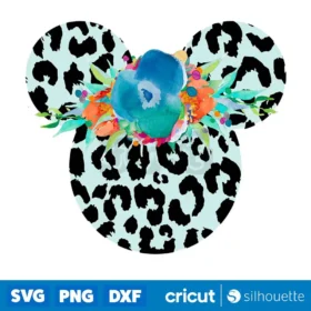 Floral Light Blue Leopard Mouse Vacation Design Digital Down Digital Download Svg