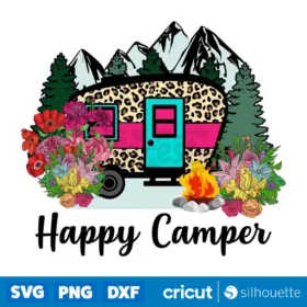 Happy Camper Png Camping Png Leopard Pattern Digital Download Design