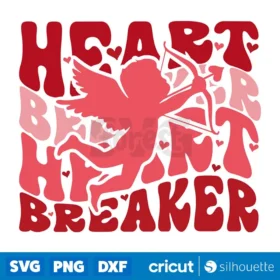 Heart Breaker Svg Valentines Day Cupid Angel T Shirt Retro Design Svg Png Instant Download