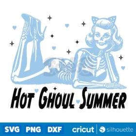 Hot Ghoul Summer Svg Summer Trendy Svg Skeleton Pin Up Svg Digital Design For T Shirts Tote Bags