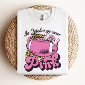 In October We Wear Pink Football Breast Cancer Awareness Svg Digital Download Design Design