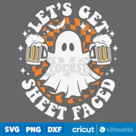 Lets Get Sheet Faced Svg Funny Ghost T Shirt Retro Trendy Color Design Svg Png