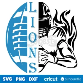 Lions Half Football Half Player Svg Detroit Lions Svg Digital Download Design