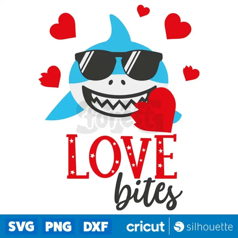 Love Bites Svg Funny Valentines Days Shark Design Svg Cut Files For Cricut