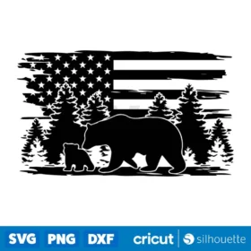 Mama Bear Svg American Flag Svg Nature Scene Svg Woodland Svg