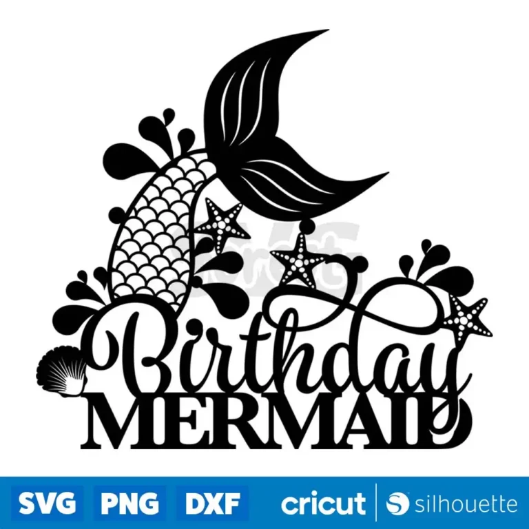 Mermaid Birthday Cake Topper Svg Birthday Mermaid Tail Cakes Topper