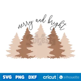 Merry And Bright Christmas Tree Svg Instant Download