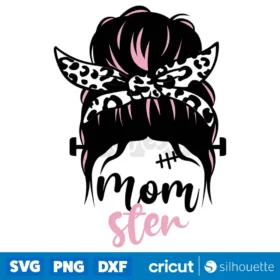 Messy Bun Momster Leopard Svg Png Mama Halloween Svg Digital Download Design