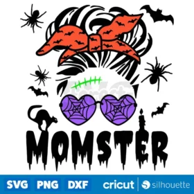 Momster Svg Halloween Messy Bun Svg Design For Cricut Silhouette Digital Download Design