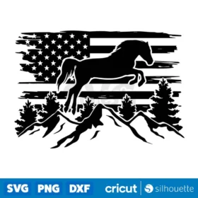 Mountain Svg Horse Svg Flag Svg Patriotic Svg Horse Scenery Svg