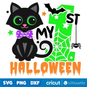 My 1St Halloween Black Cat Boy Svg Funny Kitty Boy T Shirt Svg Cut Files