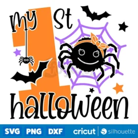 My 1St Halloween Girl Svg Cute Spider Girl T Shirt Design Svg Cut Files