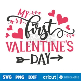 My First Valentines Day For Girls Svg Baby 1St Valentine Design Svg Cut Files