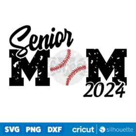 Senior Baseball Mom 2024 Svg T Shirt Distressed Design Svg Png Cut Files Digital Download