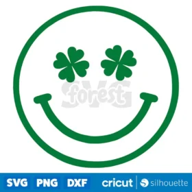 Shamrock Eyes Smiley Face Svg Kids St Patricks Day Svg Digital Download Svg