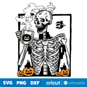 Skeleton Pumpkin Coffee Svg Skeleton Coffee Svg Digital Download Svg