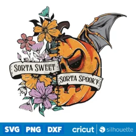 Sorta Sweet Sorta Spooky Jack O Lantern Scary Pumpkin Face Svg Digital Download Design