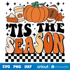 Tis The Season Svg Football Latte Coffe Pie Pumpkin Retro T Shirt Design Svg Png Instant Download
