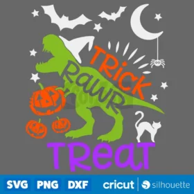 Trick Rawr Treat Svg T Rex Dinosaur With Pumpkin Svg Black T Shirt Instant Download