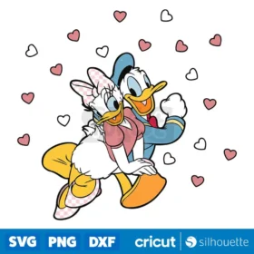 Vintage Donald And Daisy Happy Valentine Svg