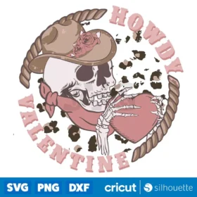 Vintage Howdy Valentine Skull Skeleton Svg