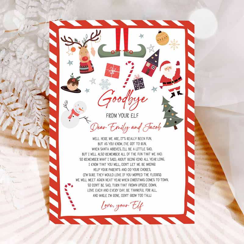 1 Editable Elf Goodbye Letter Departure Letter Christmas Goodbye from Your Elf Christmas Elf Letter Santa Claus Poem Printable Template 0496