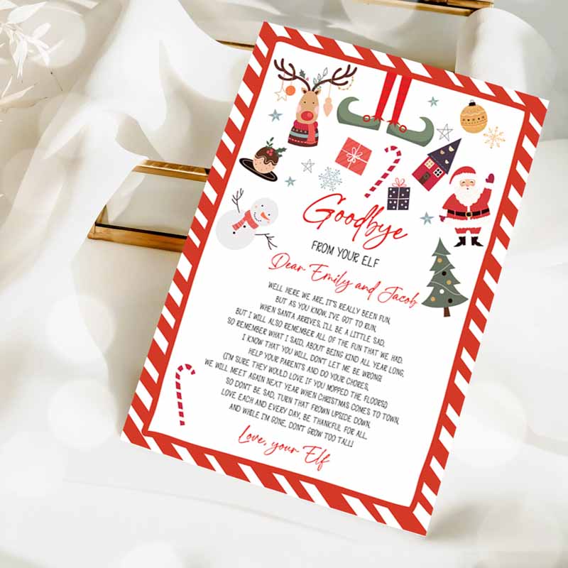 2 Editable Elf Goodbye Letter Departure Letter Christmas Goodbye from Your Elf Christmas Elf Letter Santa Claus Poem Printable Template 0496