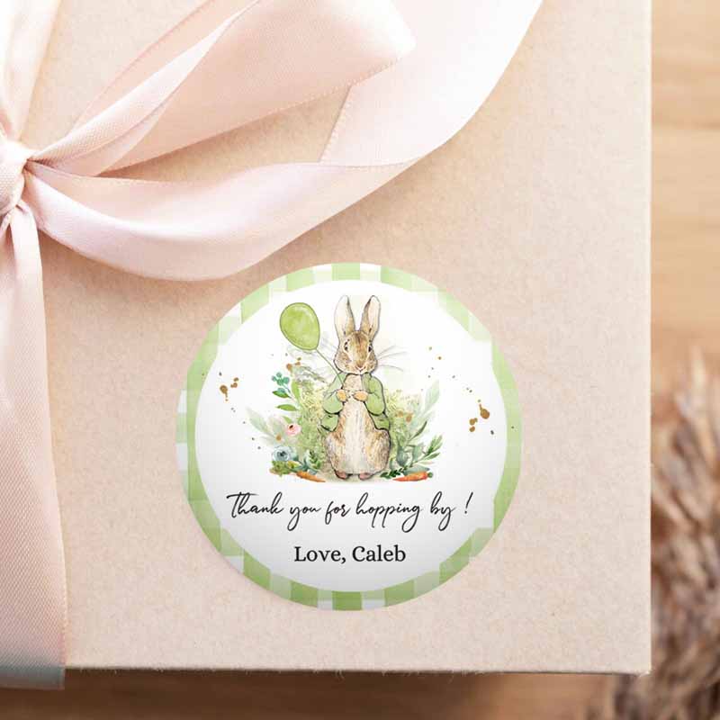 2 Editable Peter Rabbit Favor Tags Bunny Thank you Tags Round Boy Birthday Labels Thanks Hopping By Printable Download Corjl Template 0351