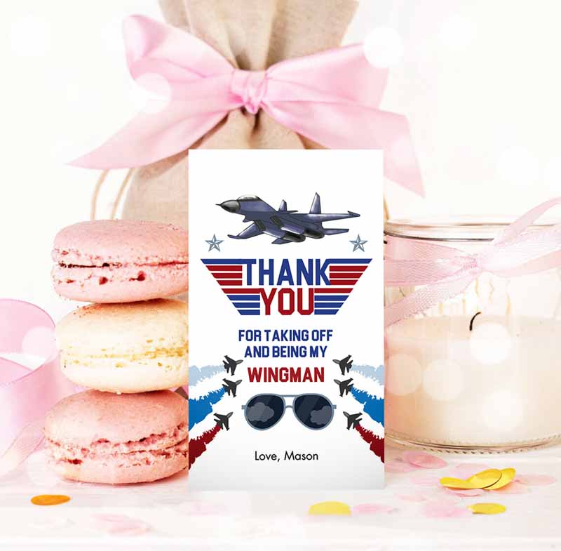 3 Editable Fighter Pilot Favor Tags Birthday Thank You Tag Fighter Jet Pilot 1st One Boy Military Jet Airplane Blue Boy Corjl Template 0469