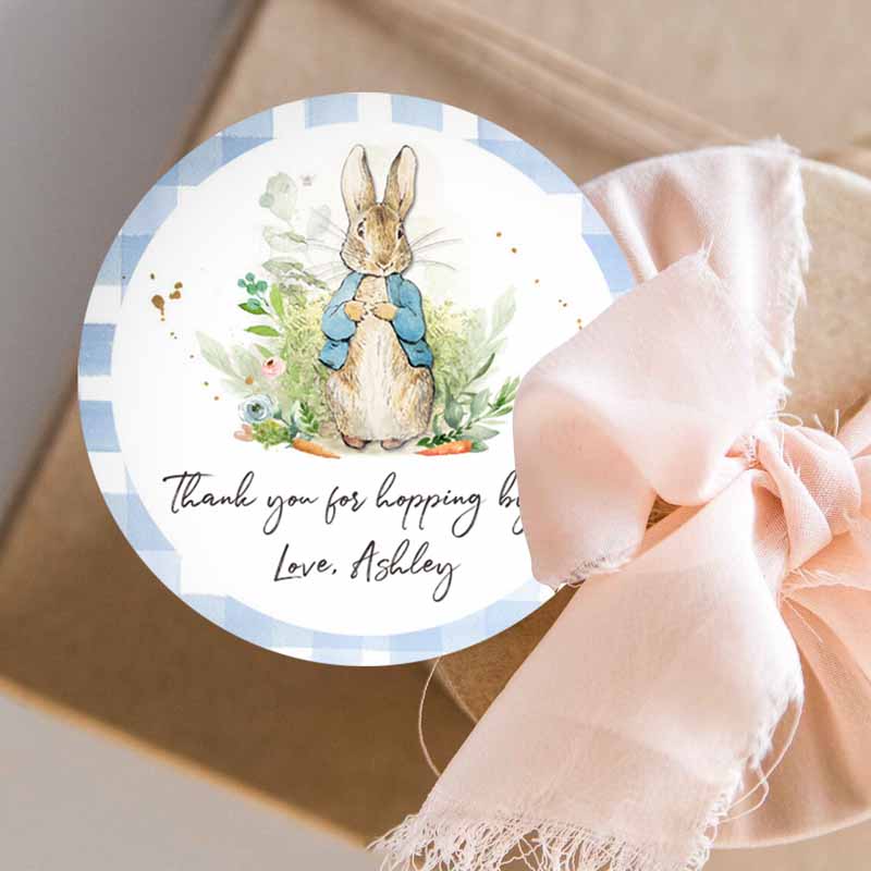3 Editable Peter Rabbit Favor Tags Tags Bunny Thank you Tags Round Boy Baby Shower Labels Thanks Hopping By Printable Download Corjl Template 0351