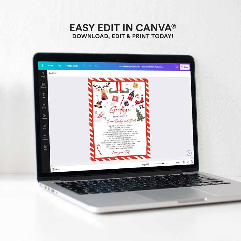 4 Editable Elf Goodbye Letter Departure Letter Christmas Goodbye from Your Elf Christmas Elf Letter Santa Claus Poem Printable Template 0496