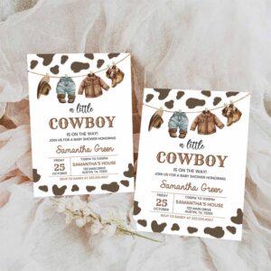 A Little Cowboy Baby Shower Invitation, Rodeo Wild West Baby Shower Invite