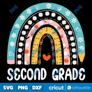 Boho Rainbow Second Grade Student Teacher Back To School SVG