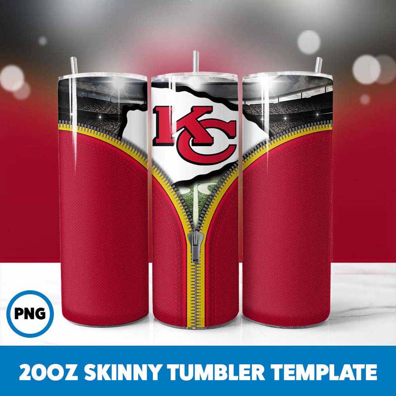 Chiefs Zipper 20oz Skinny Tumbler PNG Digital Download