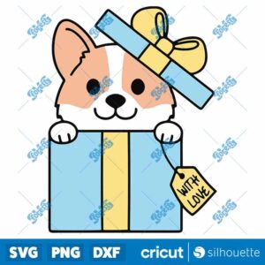 Christmas Corgi SVG, Christmas Gift Cut File Funny Corgi Dog SVG