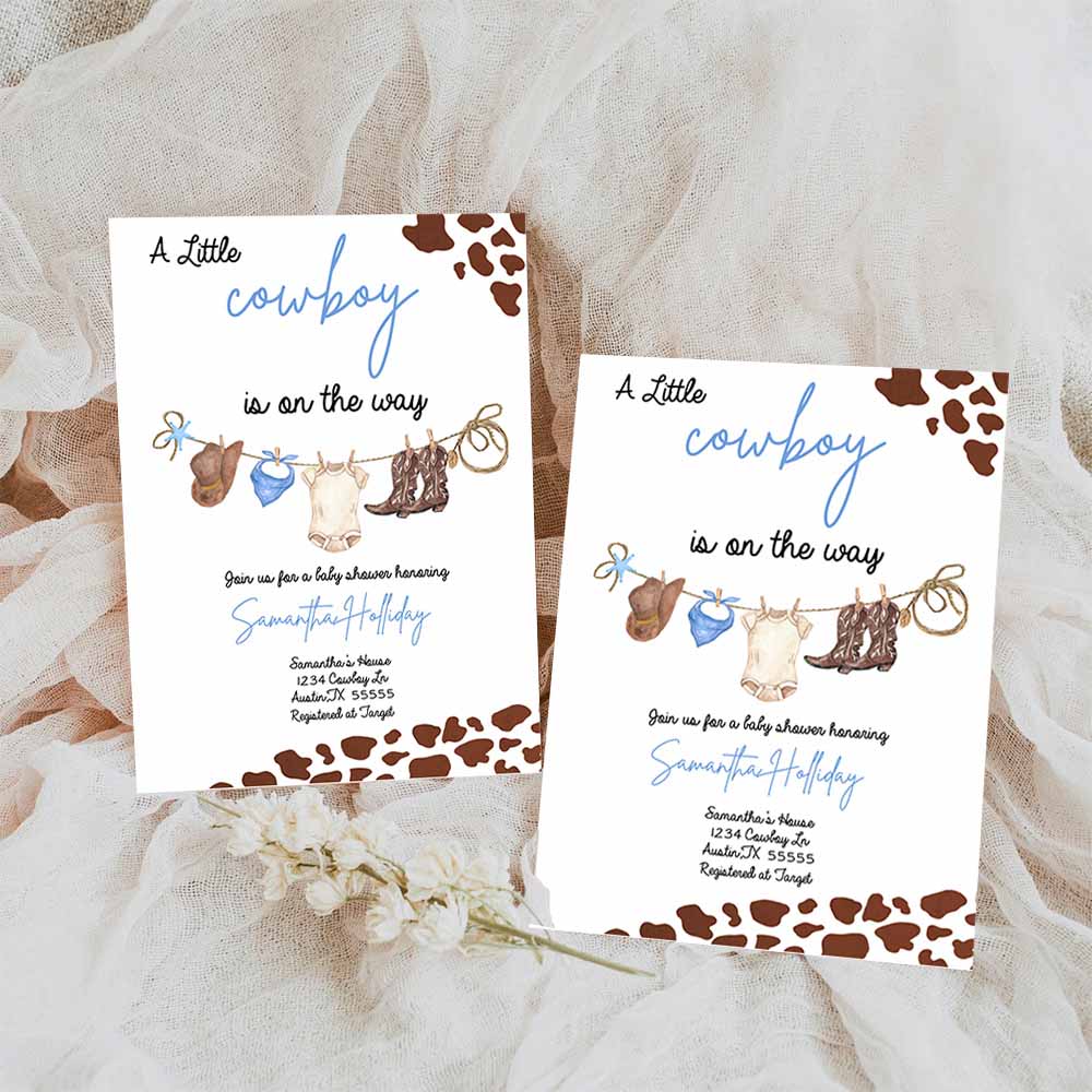 Cowboy Baby Shower Invitation Template Western Babyshower