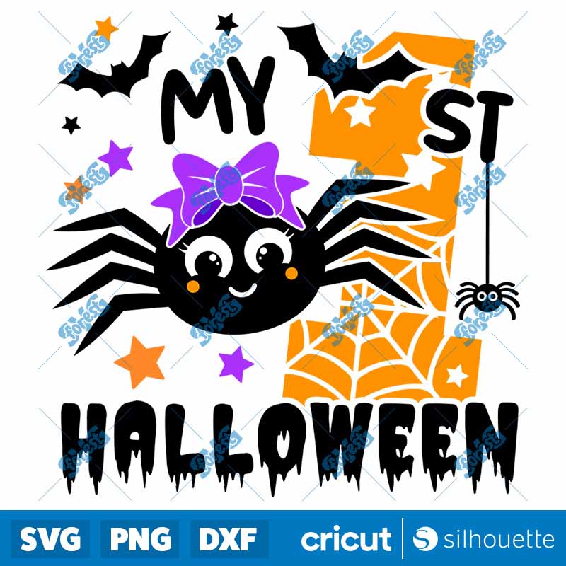 My 1st Halloween Spider Girl SVG Funny Spider Girl T Shirt SVG Cut Files