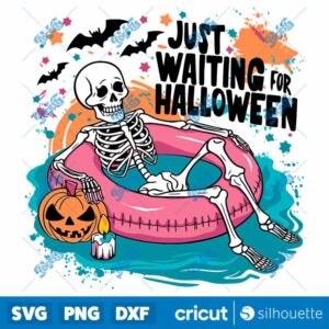 Retro Skeleton Just Waiting For Halloween SVG