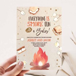 S'more Baby Shower Invitation, Bonfire Baby Shower Autumn Couples Shower Invite Fall Smores