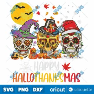 Sugar Skull Skeleton Halloween Costume Happy Hallothankmas SVG