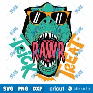Trick Rawr Treat T Rex Dinosaur Mummy Funny Halloween SVG