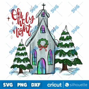 Watercolor Oh Holy Night Christmas PNG