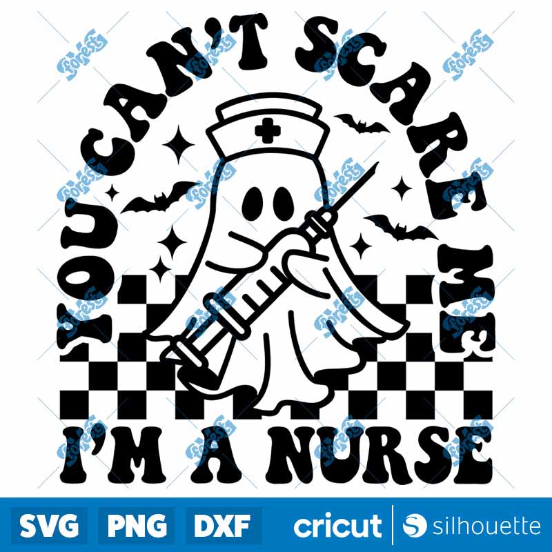 You Cant Scare Me Im A Nurse SVG Funny Halloween T Shirt Retro Design SVG PNG Instant Download
